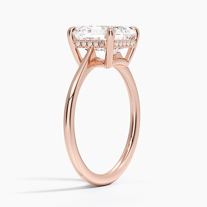 3.10 Karat Asscher Kesim Hidden Halo Tasarım Tektaş Laboratuvar Pırlanta Yüzük - Monaco