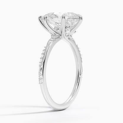 3.25 Karat Damla Kesim Hidden Halo Tasarım Tektaş Laboratuvar Pırlanta Yüzük 18K  - Melora