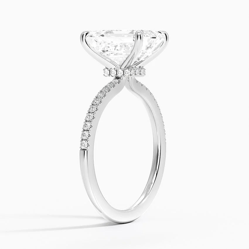 3.25 Karat Emerald Kesim Hidden Halo Tasarım Tektaş Laboratuvar Pırlanta Yüzük - Filora - Bold Diamonds