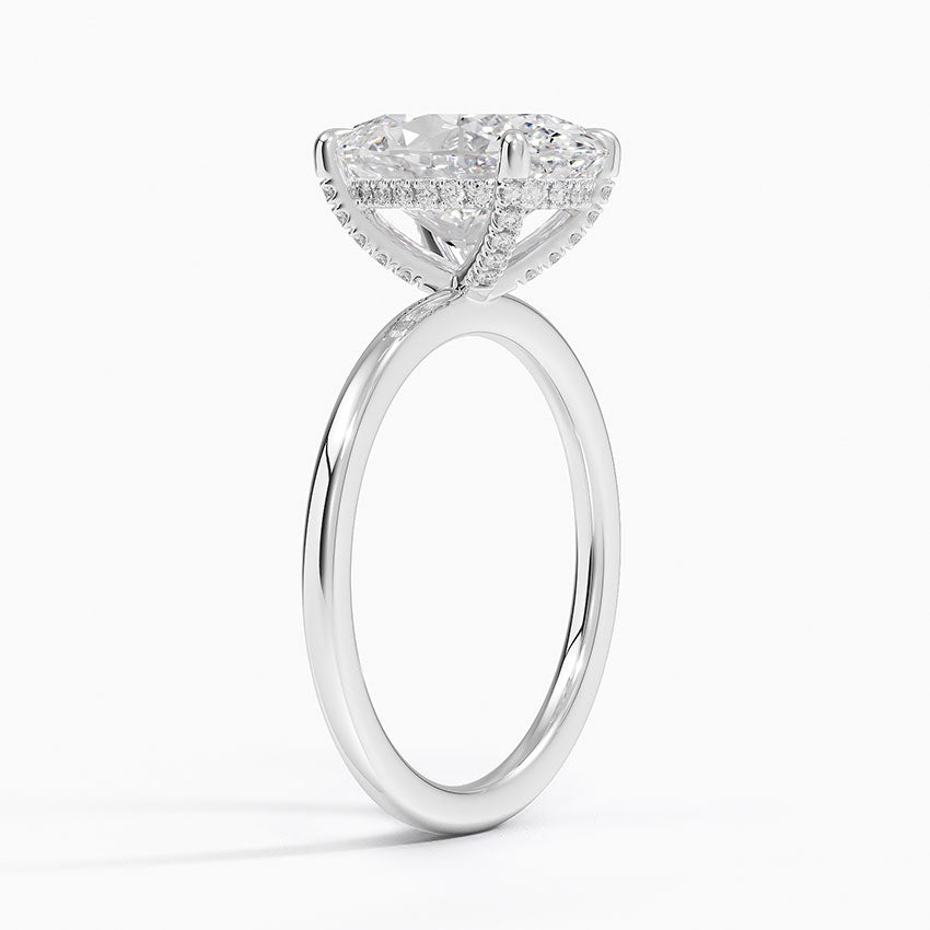 3.15 Karat Oval Kesim Hidden Halo Tasarım Tektaş Laboratuvar Pırlanta Yüzük - Gilora - Bold Diamonds