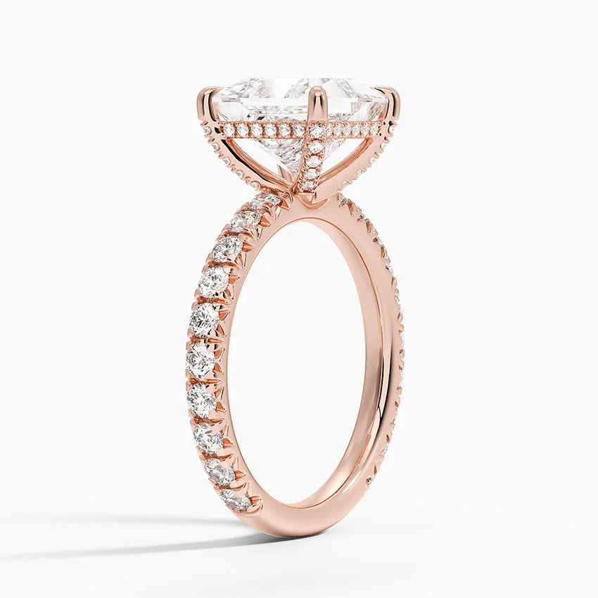 3.75 Karat Prenses Kesim Hidden Halo Tasarım Tektaş Laboratuvar Pırlanta Yüzük 18K  - Selora - Bold Diamonds