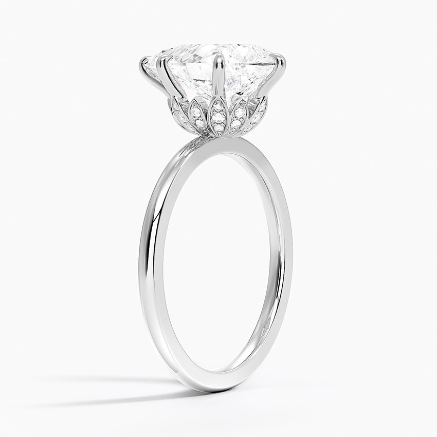 Altı Tırnak 3.15 Karat Damla Kesim Hidden Halo Tasarım Tektaş Laboratuvar Pırlanta Yüzük - Delora - Bold Diamonds