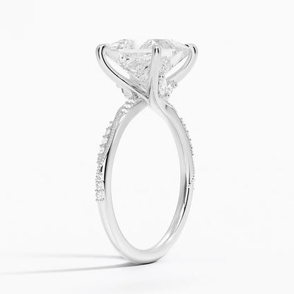 3.25 Karat Prenses Kesim Hidden Halo Tasarım Tektaş Laboratuvar Pırlanta Yüzük 18K  - Melora