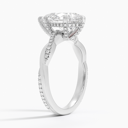 3.25 Karat Damla Kesim Hidden Halo Tasarım Tektaş Laboratuvar Pırlanta Yüzük 18K  - Talora