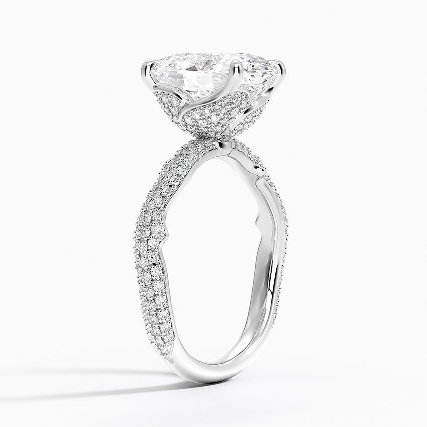 3.75 Oval Kesim Hidden Halo Tasarım Tektaş Laboratuvar Pırlanta Yüzük - Filara