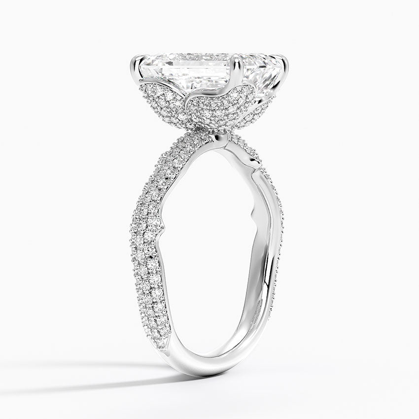 3.75 Karat Emerald Kesim Hidden Halo Tasarım Tektaş Laboratuvar Pırlanta Yüzük - Sorrento