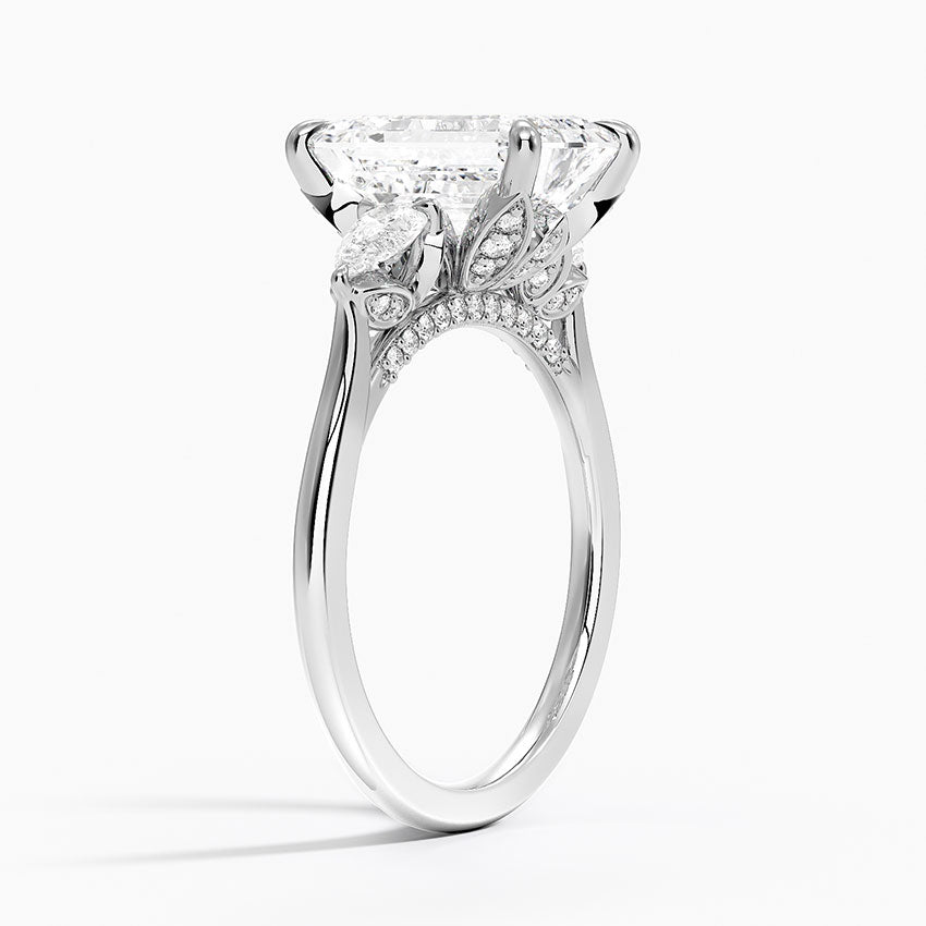 3.75 Karat Emerald Kesim Hidden Halo Tasarım Tektaş Laboratuvar Pırlanta Yüzük - Verona