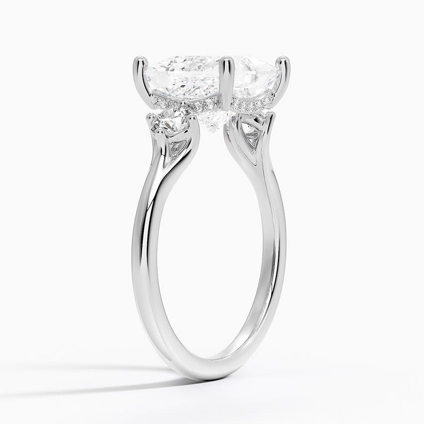 3.50 Prenses Kesim Hidden Halo Tasarım Tektaş Laboratuvar Pırlanta Yüzük - Milora