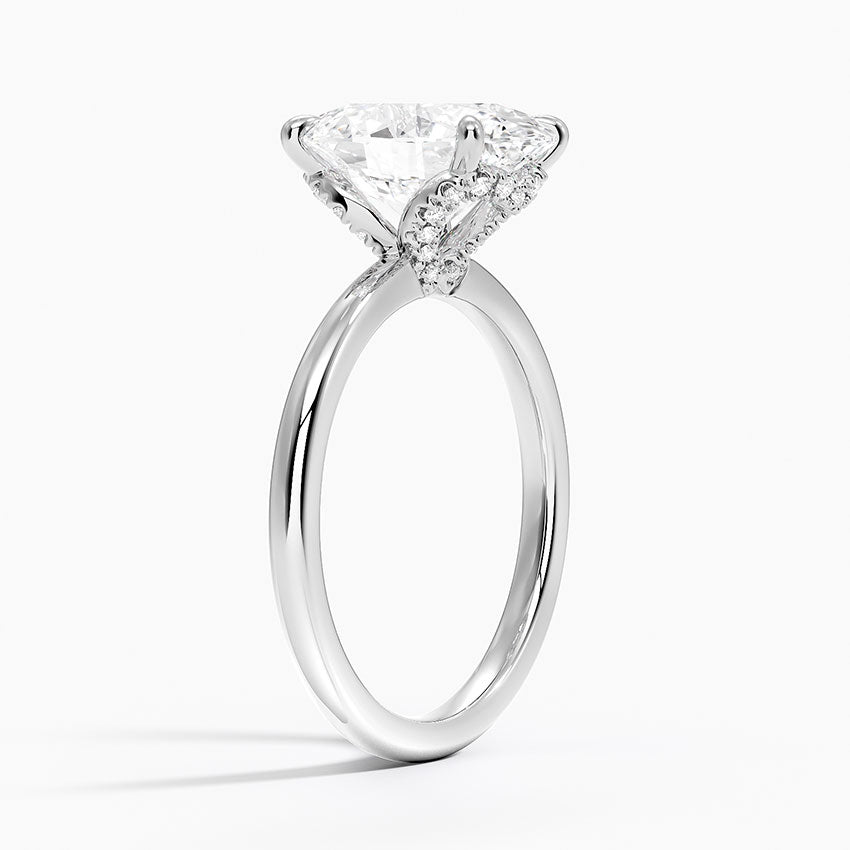 3.15 Karat Oval Kesim Hidden Halo Tasarım Tektaş Laboratuvar Pırlanta Yüzük - Lyon