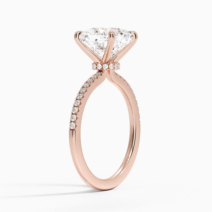 3.2 Karat Cushion Kesim Hidden Halo Tasarım Tektaş Laboratuvar Pırlanta Yüzük - Filora - Bold Diamonds