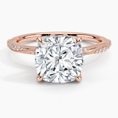 3.25 Karat Cushion Kesim Hidden Halo Tasarım Tektaş Laboratuvar Pırlanta Yüzük 18K  - Melora