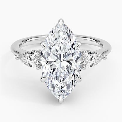 3.50 Marquise Kesim Hidden Halo Tasarım Tektaş Laboratuvar Pırlanta Yüzük - Nilora