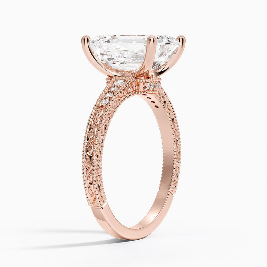 3.15 Emerald Kesim Hidden Halo Tasarım Tektaş Laboratuvar Pırlanta Yüzük - Silora