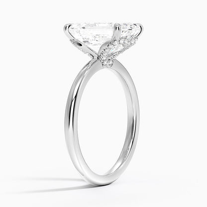 3.15 Emerald Kesim Hidden Halo Tasarım Tektaş Laboratuvar Pırlanta Yüzük - Vilora