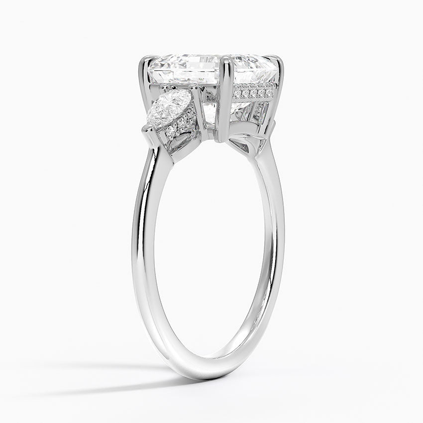 3.50 Asscher Kesim Hidden Halo Tasarım Tektaş Laboratuvar Pırlanta Yüzük - Nilora