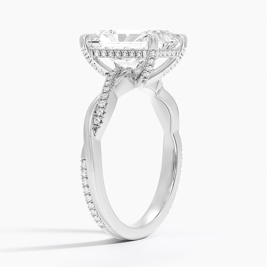 3.25 Karat Radiant Kesim Hidden Halo Tasarım Tektaş Laboratuvar Pırlanta Yüzük  - Riga