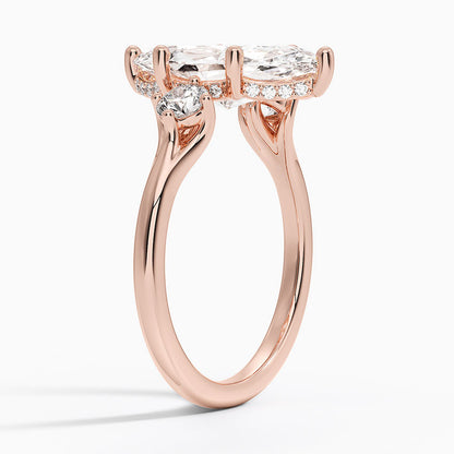 3.50 Marquise Kesim Hidden Halo Tasarım Tektaş Laboratuvar Pırlanta Yüzük 18K - Milora