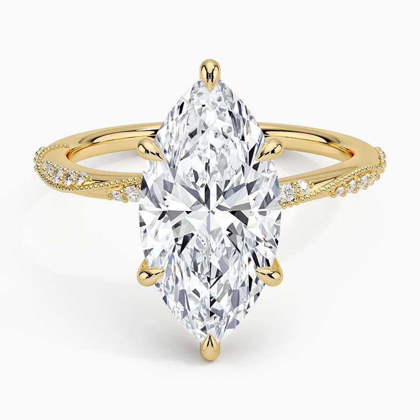3.25 Karat Marquise Kesim Hidden Halo Tasarım Tektaş Laboratuvar Pırlanta Yüzük 18K  - Melora