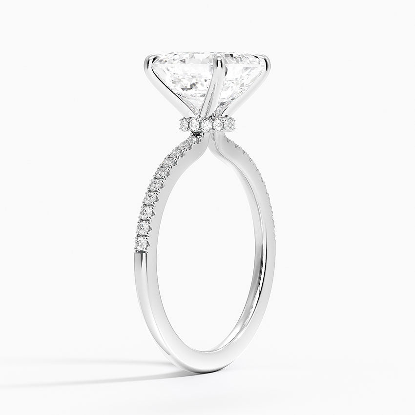3.25 Karat Asscher Kesim Hidden Halo Tasarım Tektaş Laboratuvar Pırlanta Yüzük - Filora - Bold Diamonds