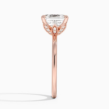 3.15 Asscher Kesim Hidden Halo Tasarım Tektaş Laboratuvar Pırlanta Yüzük 18K - Delora