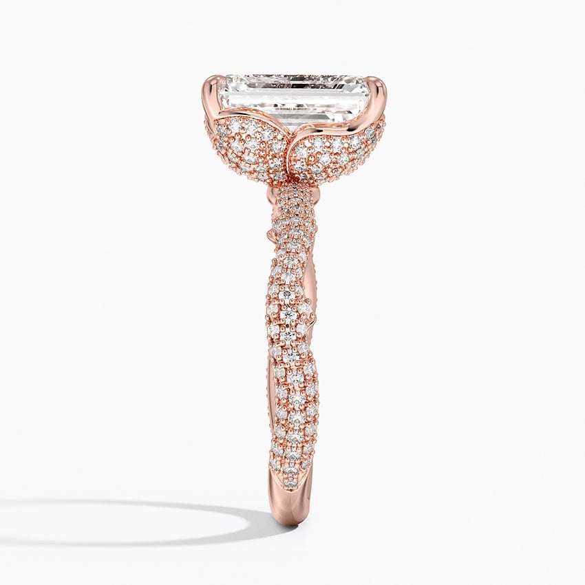 3.75 Emerald Kesim Hidden Halo Tasarım Tektaş Laboratuvar Pırlanta Yüzük - Filara