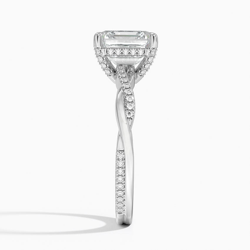 3.25 Karat Asscher Kesim Hidden Halo Tasarım Tektaş Laboratuvar Pırlanta Yüzük  - Riga