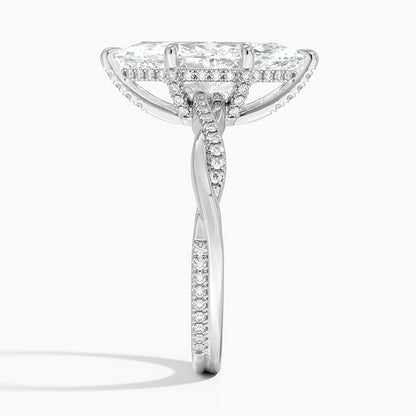 3.25 Karat Marquise Kesim Hidden Halo Tasarım Tektaş Laboratuvar Pırlanta Yüzük 18K  - Talora