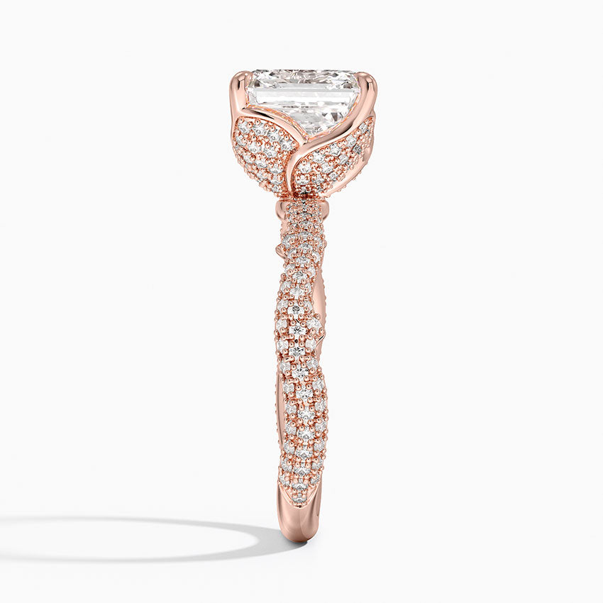 3.75 Karat Asscher Kesim Hidden Halo Tasarım Tektaş Laboratuvar Pırlanta Yüzük - Sorrento