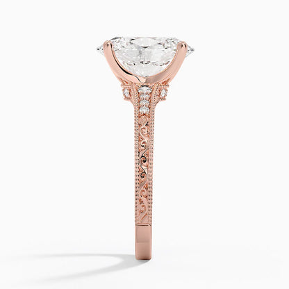 3.15 Oval Kesim Hidden Halo Tasarım Tektaş Laboratuvar Pırlanta Yüzük  - Silora