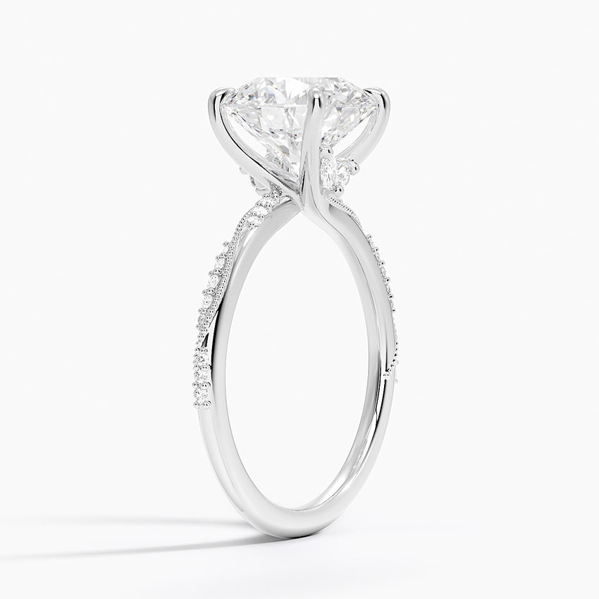 3.25 Karat Hidden Halo Tasarım Tektaş Laboratuvar Pırlanta Yüzük 18K  - Melora
