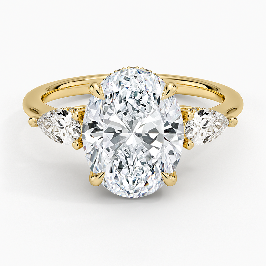 3.50 Oval Kesim Hidden Halo Tasarım Tektaş Laboratuvar Pırlanta Yüzük - Nilora