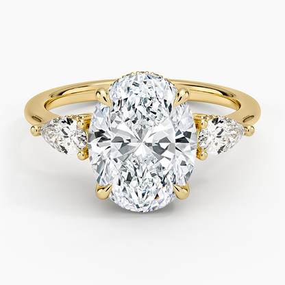 3.50 Oval Kesim Hidden Halo Tasarım Tektaş Laboratuvar Pırlanta Yüzük - Nilora