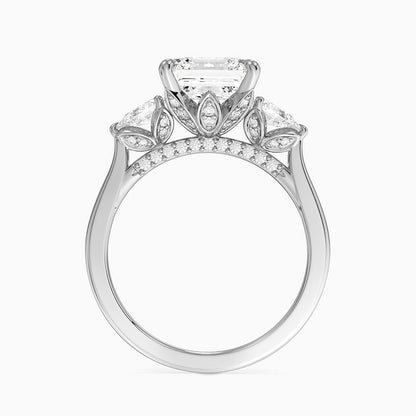 3.75 Karat Asscher Kesim Hidden Halo Tasarım Tektaş Laboratuvar Pırlanta Yüzük 18K - Calora