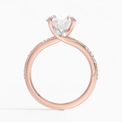 3.25 Karat Oval Kesim Hidden Halo Tasarım Tektaş Laboratuvar Pırlanta Yüzük 18K  - Melora