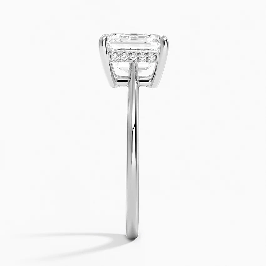 3.10 Karat Asscher Kesim Hidden Halo Tasarım Tektaş Laboratuvar Pırlanta Yüzük - Monaco