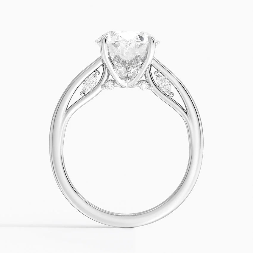 3.30 Oval Kesim Hidden Halo Tasarım Tektaş Laboratuvar Pırlanta Yüzük - Dalara