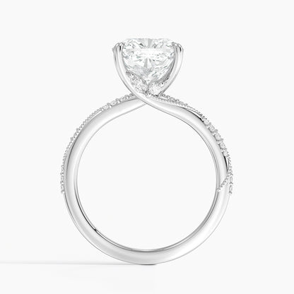 3.25 Karat Cushion Kesim Hidden Halo Tasarım Tektaş Laboratuvar Pırlanta Yüzük 18K  - Melora