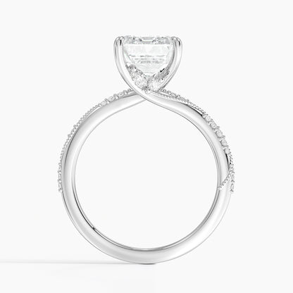3.25 Karat Emerald Kesim Hidden Halo Tasarım Tektaş Laboratuvar Pırlanta Yüzük 18K  - Melora