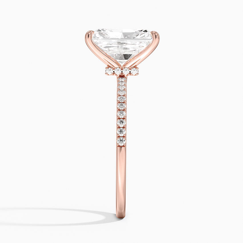 3.25 Karat Radiant Kesim Hidden Halo Tasarım Tektaş Laboratuvar Pırlanta Yüzük - Filora - Bold Diamonds