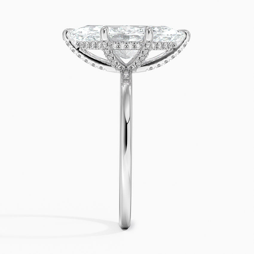 3.15 Karat Marquise Kesim Hidden Halo Tasarım Tektaş Laboratuvar Pırlanta Yüzük - Valencia