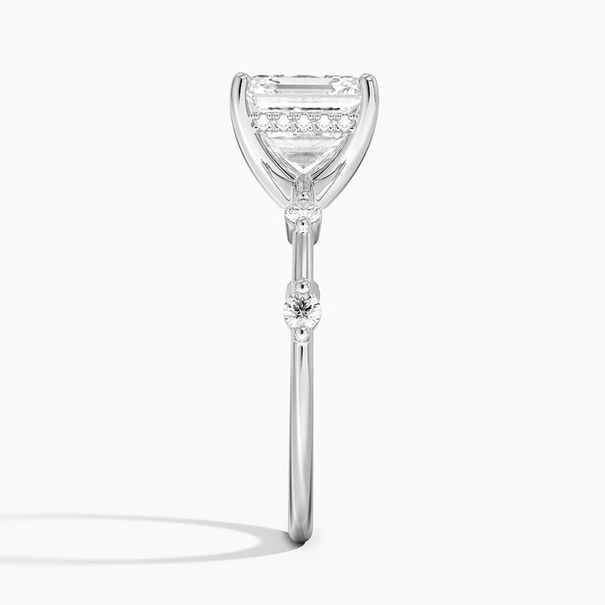 3.20 Karat Asscher Kesim Hidden Halo Tasarım Tektaş Laboratuvar Pırlanta Yüzük - Nice