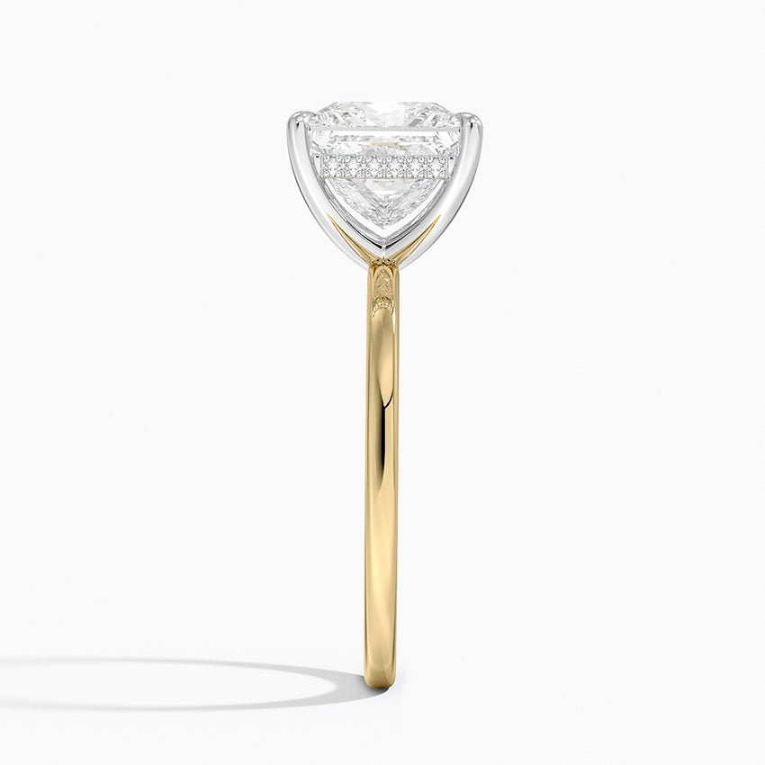 3.10 Karat Prenses Kesim Hidden Halo Tasarım Tektaş Laboratuvar Pırlanta Yüzük 18K  - Elora - Bold Diamonds