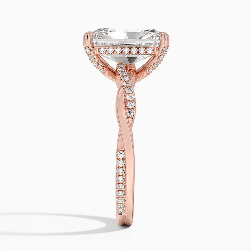 3.25 Karat Radiant Kesim Hidden Halo Tasarım Tektaş Laboratuvar Pırlanta Yüzük  - Riga