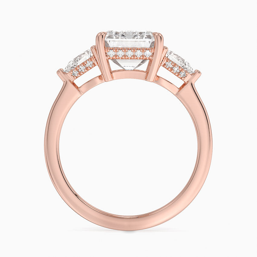 3.50 Emerald Kesim Hidden Halo Tasarım Tektaş Laboratuvar Pırlanta Yüzük - Nilora