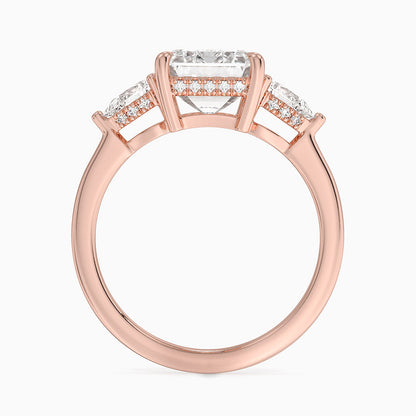 3.50 Emerald Kesim Hidden Halo Tasarım Tektaş Laboratuvar Pırlanta Yüzük - Nilora