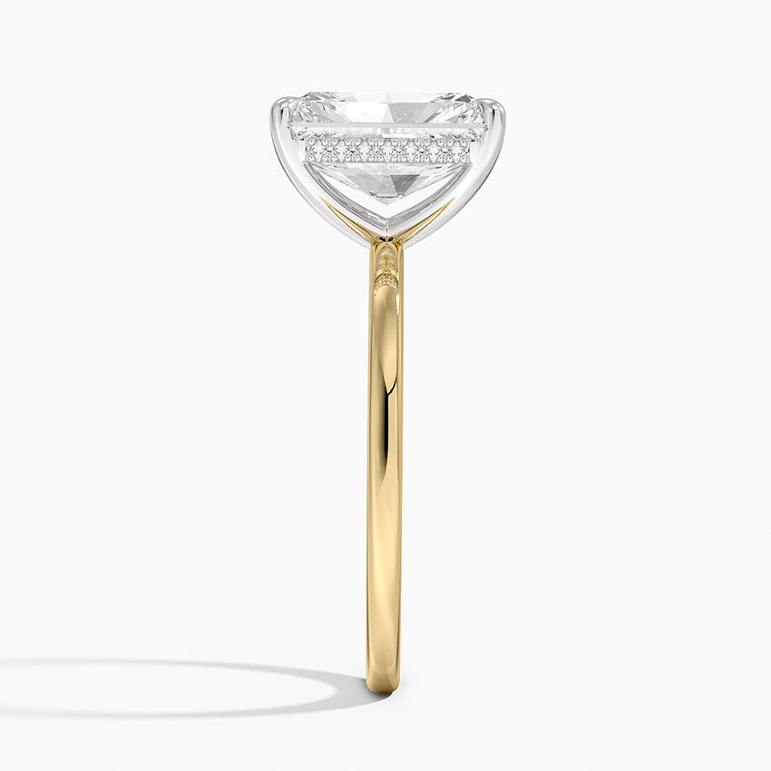 3.10 Karat Radiant Kesim Hidden Halo Tasarım Tektaş Laboratuvar Pırlanta Yüzük 18K  - Elora - Bold Diamonds