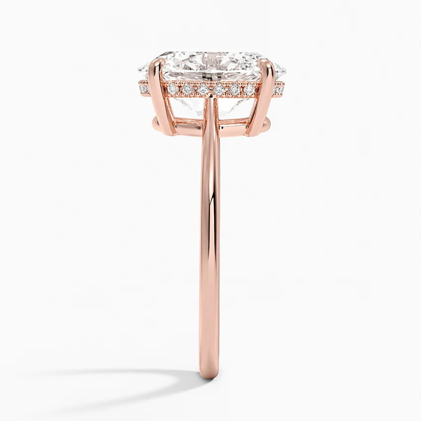 3.10 Karat Oval Kesim Hidden Halo Tasarım Tektaş Laboratuvar Pırlanta Yüzük - Monaco