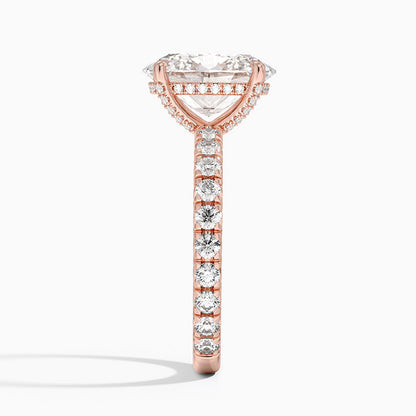 3.75 Karat Oval Kesim Hidden Halo Tasarım Tektaş Laboratuvar Pırlanta Yüzük 18K  - Selora