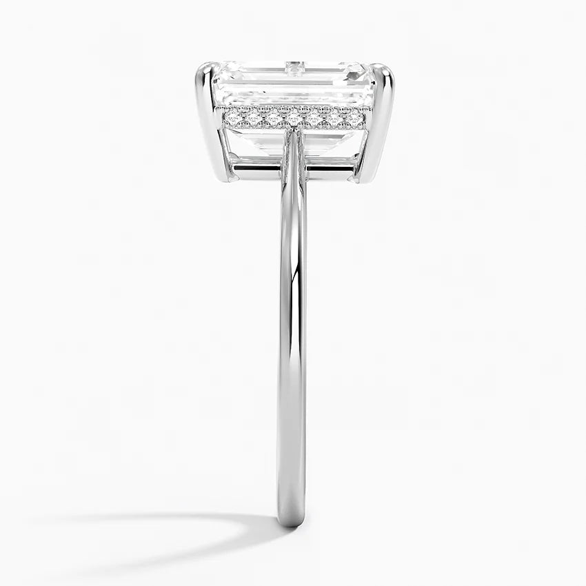 3.10 Emerald Kesim Hidden Halo Tasarım Tektaş Laboratuvar Pırlanta Yüzük - Tilora