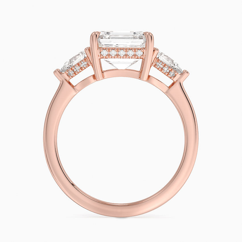 3.50 Asscher Kesim Hidden Halo Tasarım Tektaş Laboratuvar Pırlanta Yüzük - Nilora